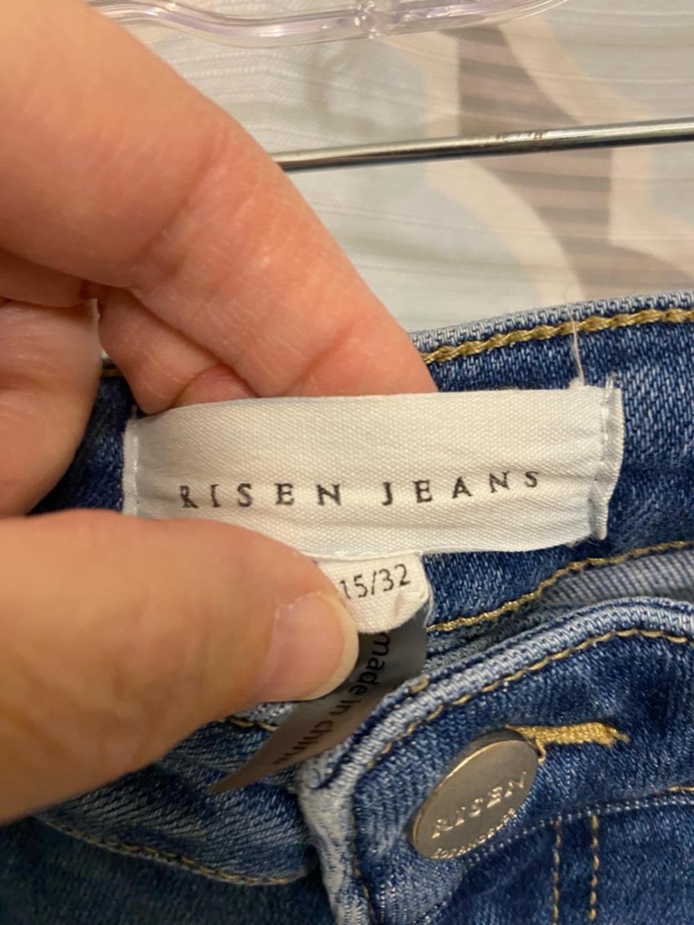 Risen Two-Tone Bleached Blue Wide-Leg Jeans 15/32 - Picture 5 of 7